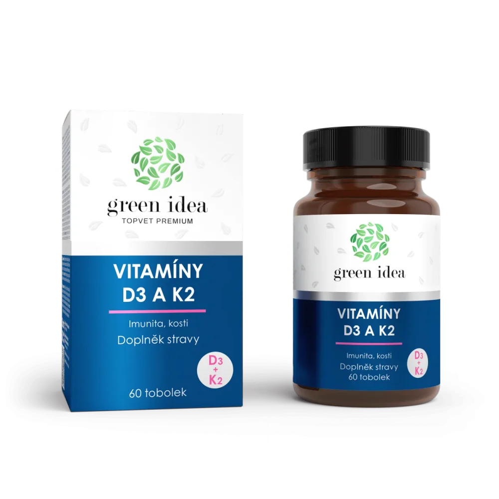 VITAMÍNY D3 a K2 - tobolky 60 ks - Green idea
