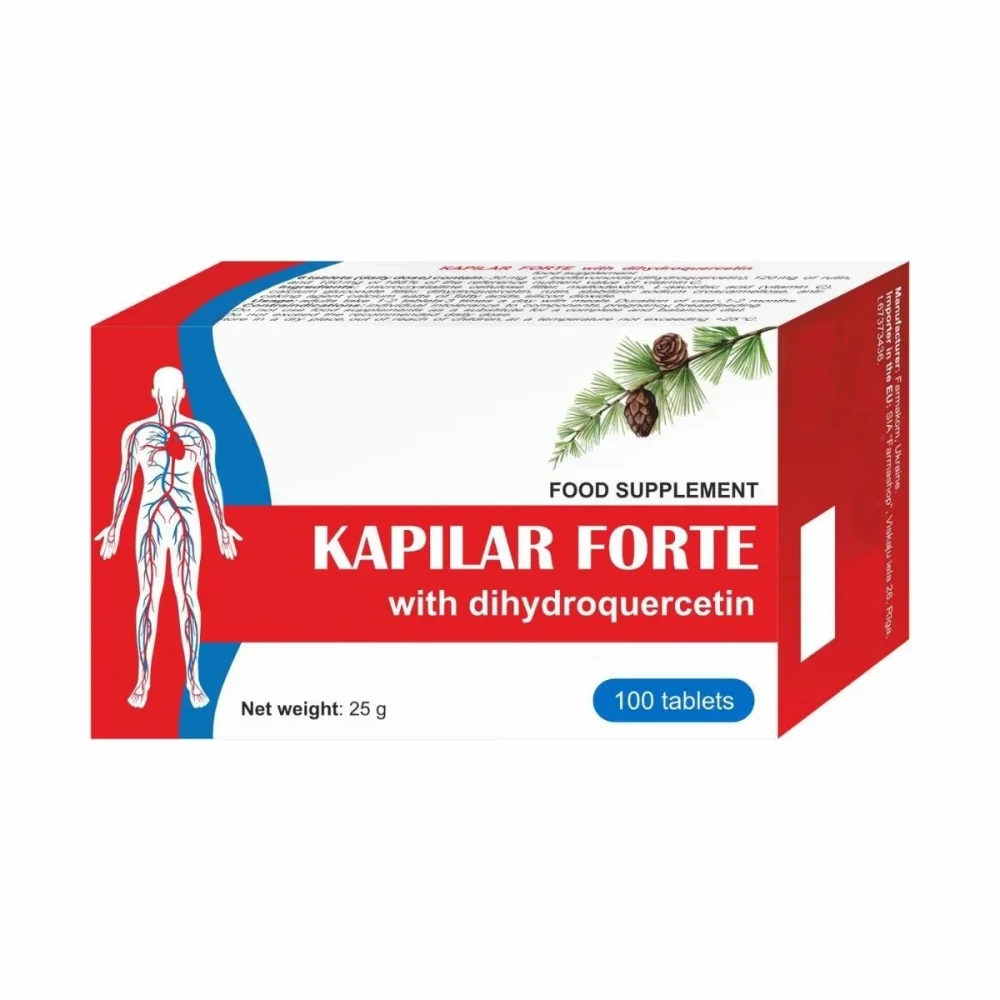 KAPILAR FORTE - doplněk stravy s dihydroquercetinem, rutinom a vitamínem C - 100 tablet - Farmakom