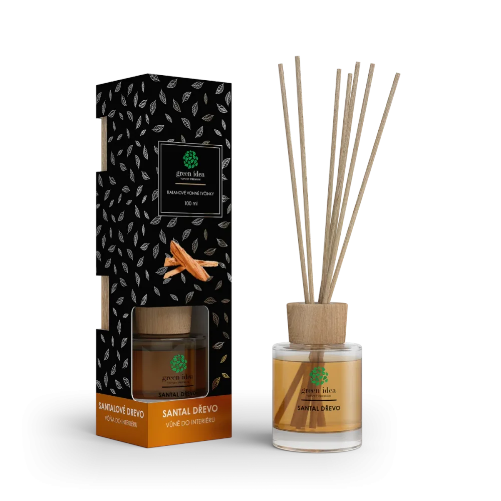 Ratanové vonné tyčinky Santal dřevo 100 ml - Green idea